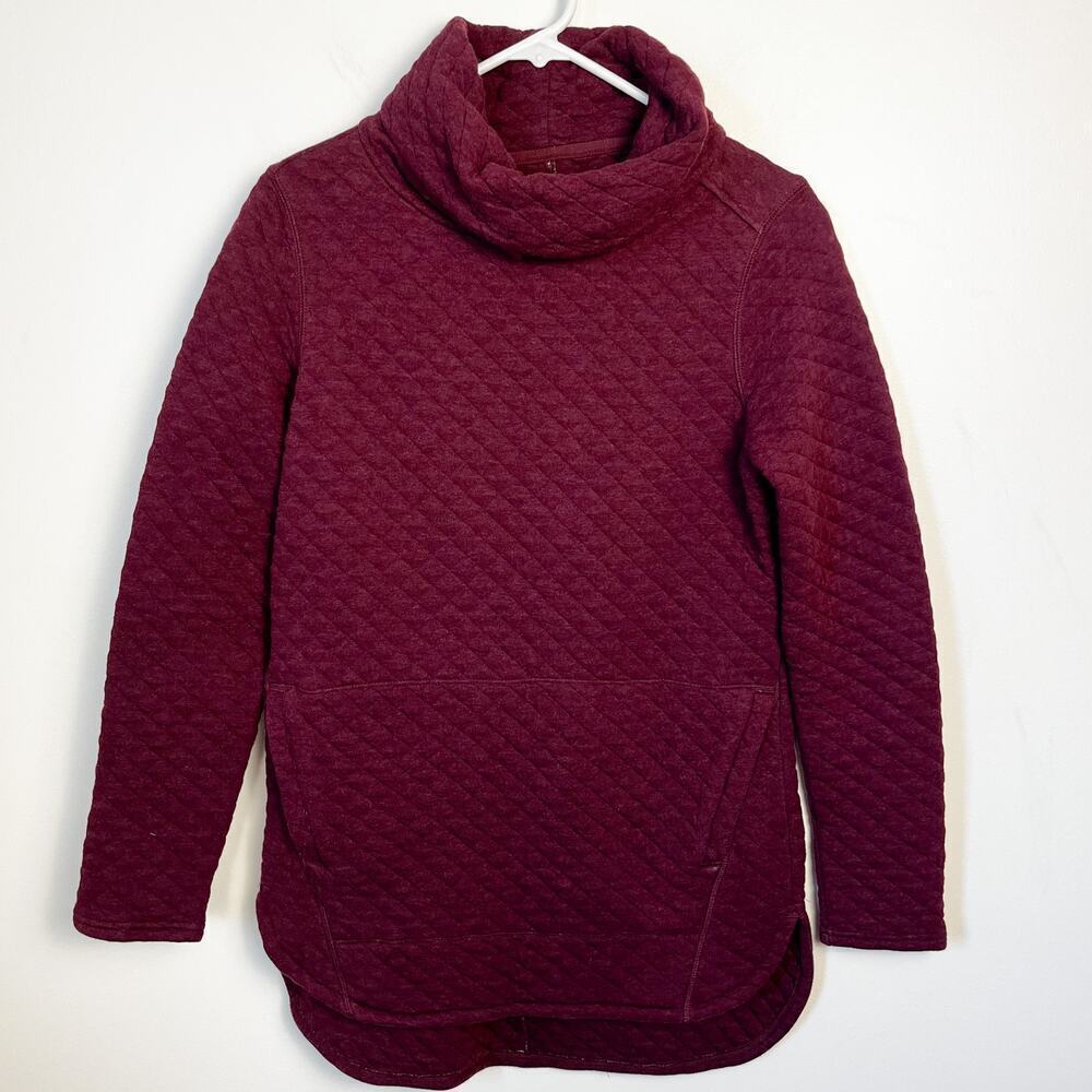 Duluth Trading Co. Quilted Cowl Neck Tunic Sweatshirt Burgundy XS Outdoor Winter